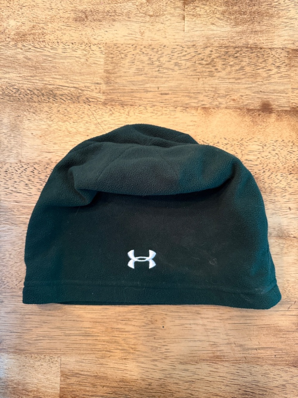 Under Armour Dark Green Fleece Beanie with White Logo